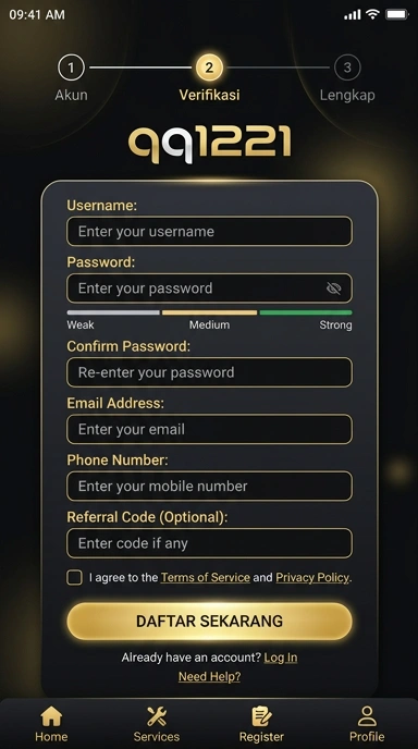 Tampilan halaman daftar qq1221